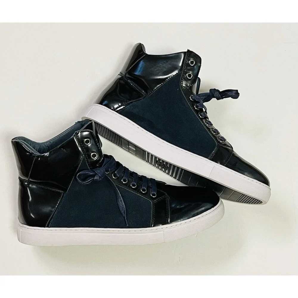 Badgley Mischka DOUGLAS PATENT HIGH-TOP SNEAKER Navy BJ802C12~ Size 11.5